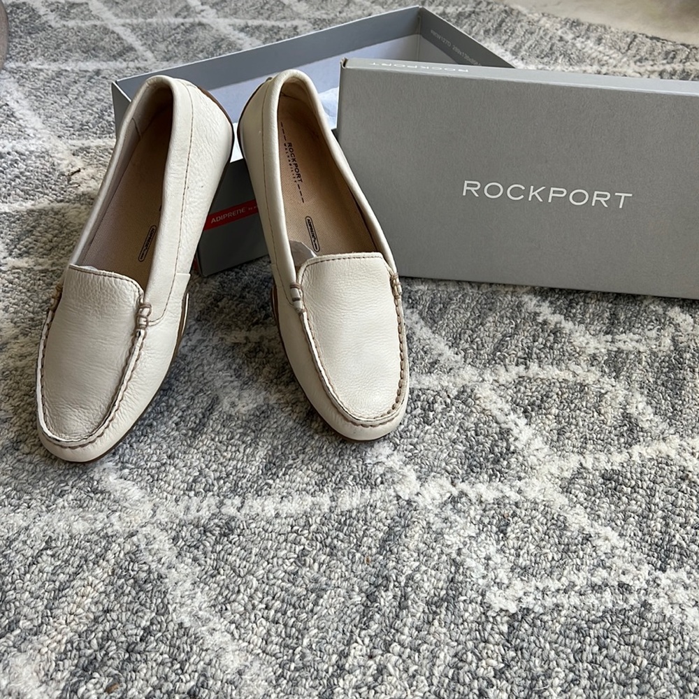 Rockport Driving Mocassins. Ivory SOFT leather!